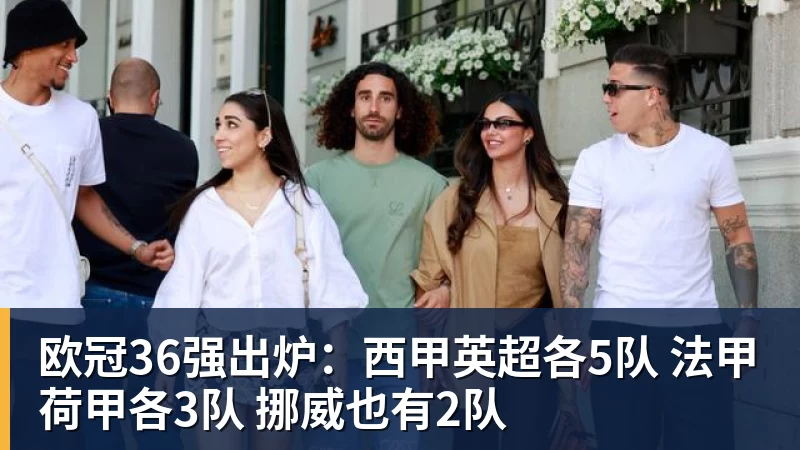 欧冠36强出炉：西甲英超各5队 法甲荷甲各3队 挪威也有2队